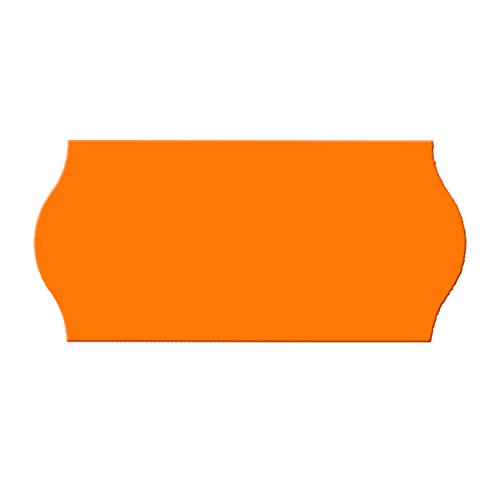 Pokornys | Etiquetas autoadhesivas para etiquetadoras | 9000 etiquetas para marcar precios, fecha de caducidad, número de artículos y mucho más | Color Naranja y borde ondulado 25x12 mm