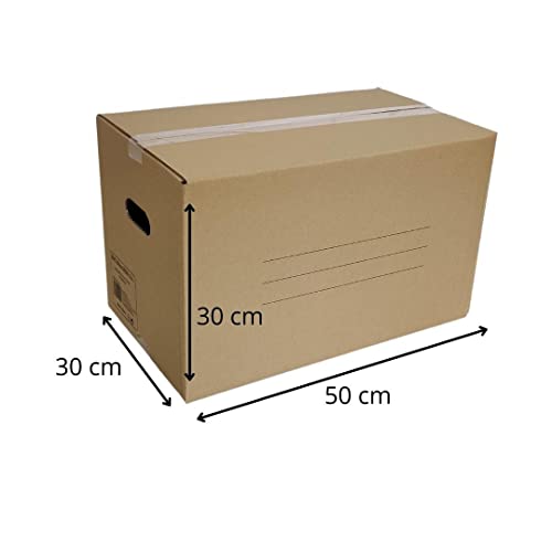 Cajas de Cartón para Mudanzas Almacenaje Transporte con Asas Reforzado (50 x 30 x 30 cm, 10 Unidades)