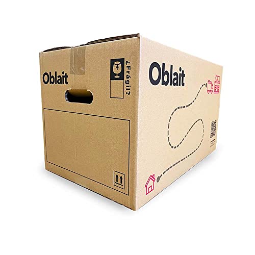 Oblait Box Pack 10 Cajas de Cartón 50 x 30 x 30 cm con Asas para Mudanza y Almacenaje. Fabricadas en España con cartón doble reforzado. Marron