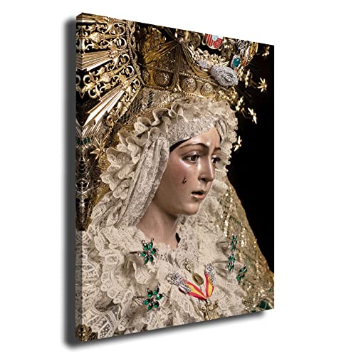 Genérico Cuadro lienzo canvas Perfil Virgen Esperanza Macarena Sevilla Semana Santa – Lienzo con bastidor 3cm - Alta resolución (50)